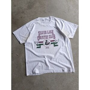 Vintage 90s Silver Lake Country Club White Single Stitch T-shirt XL
